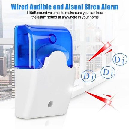 Emergency Alarm with Sound and Light for Industrial Settings - blue audible and visual siren alarm for warehouses, factories, hospitals, 110dB wired alert