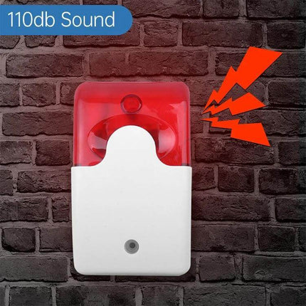 Emergency Alarm with Sound and Light for Industrial Settings - red wall-mounted audible and visual alarm, 110db, ideal for warehouses and factories