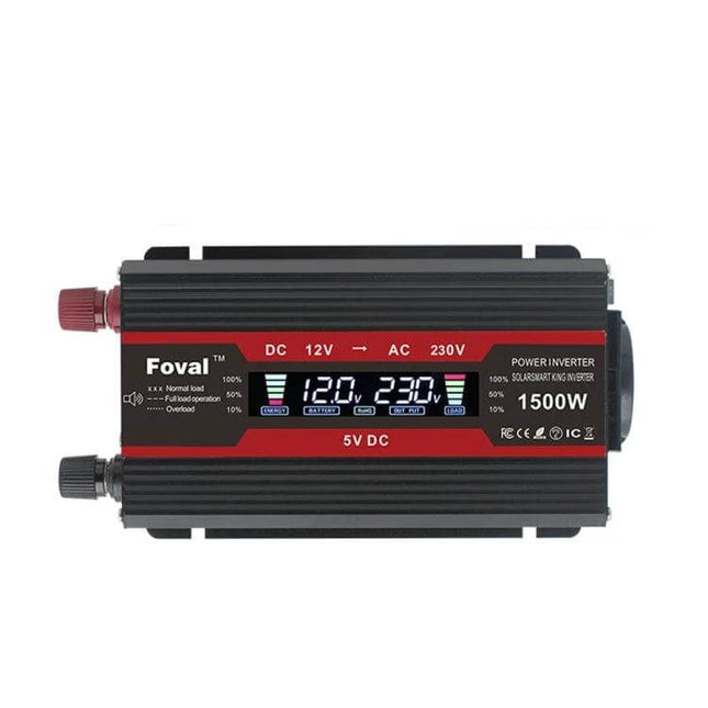 Versatile Car Inverter for Powering Appliances on the Go - 1500W 12V DC to 230V AC inverter with digital display for camping, road trips, emergencies