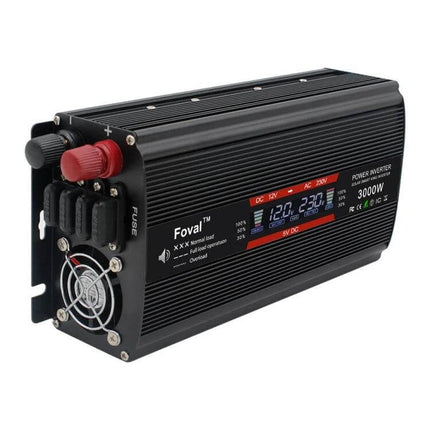 Versatile Car Inverter for Powering Appliances on the Go - 3000W DC to AC power inverter with display, cooling fan and heavy-duty terminals for camping and emergencies