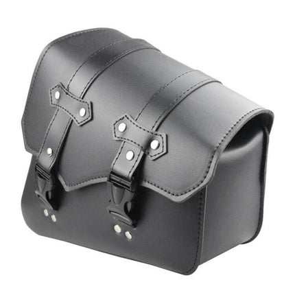Motorcycle Side Box Bag Leather PU Waterproof Tool Storage - black PU leather motorcycle tool storage saddlebag pair