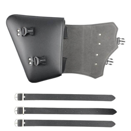 Motorcycle Side Box Bag Leather PU Waterproof Tool Storage – black PU leather side bag with straps, waterproof tool storage for motorcycle