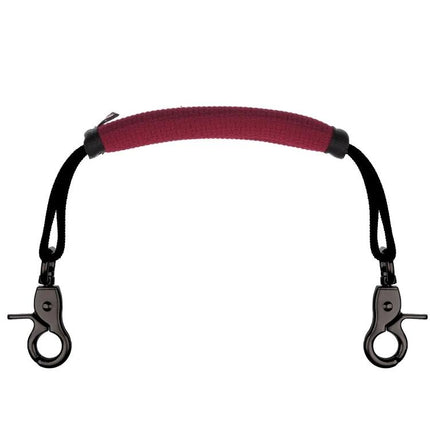 Portable Speaker Lanyard For Hands Free Outdoor Carry with red padded nylon strap and zinc alloy hooks