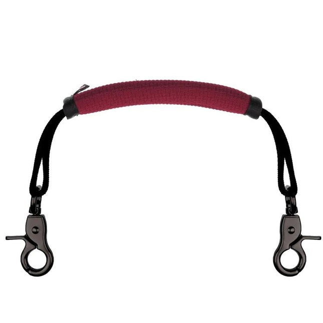 Portable Speaker Lanyard For Hands Free Outdoor Carry with red padded nylon strap and zinc alloy hooks