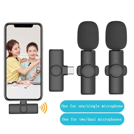 Lavalier Microphone for Everyday Mobile Video Recording — compact dual lav mic kit clipped to smartphone for vlogging and interviews