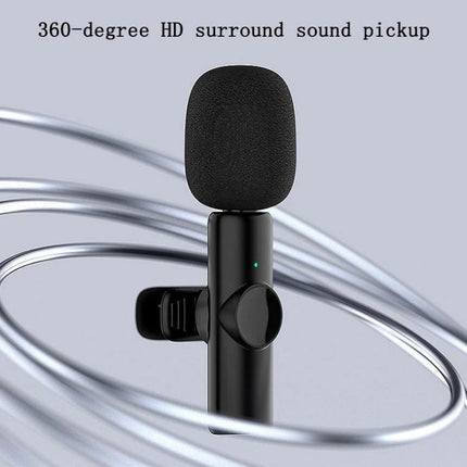 Lavalier Microphone for Everyday Mobile Video Recording — compact clip-on mic with foam windscreen and 360-degree HD surround sound pickup