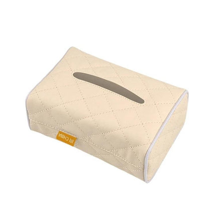 Leather Car Tissue Box Holder Set Of 2 For Sun Visor - beige quilted leather car tissue box with slot, compact 17.5x12x8.5 cm