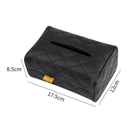 Leather Car Tissue Box Holder Set Of 2 For Sun Visor black quilted leather tissue holder 17.5x12x8.5cm compact car visor mount