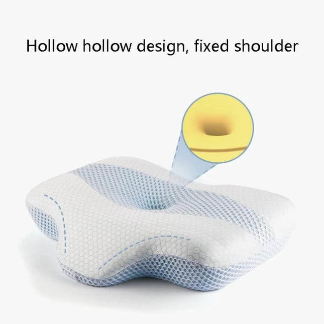 Memory Foam Neck Pillow With Slow Rebound For Daily Use showing hollow center design for shoulder support and two-height comfort