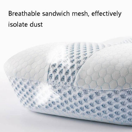 Memory Foam Neck Pillow With Slow Rebound For Daily Use breathable sandwich mesh cover showing dust isolation and two-height memory foam support