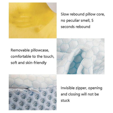 Memory Foam Neck Pillow With Slow Rebound For Daily Use showing slow-rebound foam, removable soft pillowcase and invisible zipper details