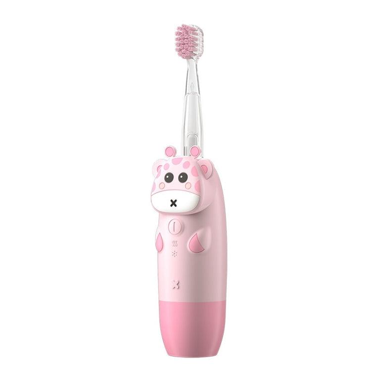 Colorful Cartoon Giraffe Waterproof Sonic Toothbrush for Kids Pink