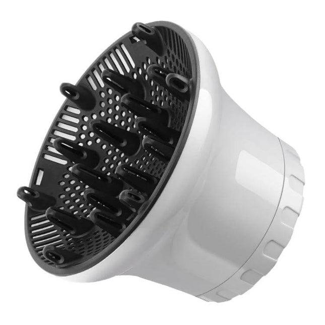 Universal Hair Diffuser For Blow Dryers, Rotatable Design - white honeycomb vent diffuser with prongs for curl-enhancing even airflow, adjustable nozzle fit