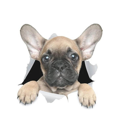 Decorative Puppy 3D Car Stickers for Scratch Protection and Decorating Vehicles - cute 3D puppy decal peeking through paper, ideal for doors and bumpers