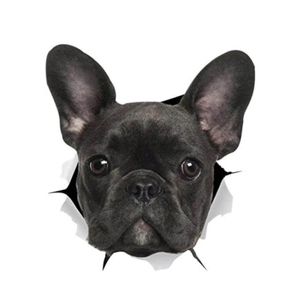 Decorative Puppy 3D Car Stickers for Scratch Protection and Decorating Vehicles - black French Bulldog 3D car sticker covering small scratches