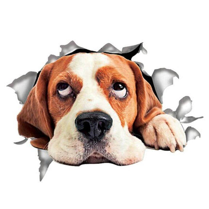 Decorative Puppy 3D Car Stickers for Scratch Protection and Decorating Vehicles - realistic beagle decal covering minor car scratches