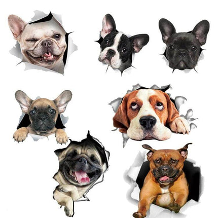 Decorative Puppy 3D Car Stickers for Scratch Protection and Decorating Vehicles - set of playful 3D puppy stickers hiding minor car scratches