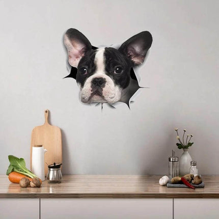 Decorative Puppy 3D Car Stickers for Scratch Protection and Decorating Vehicles - black and white puppy decal on kitchen wall hiding scratches