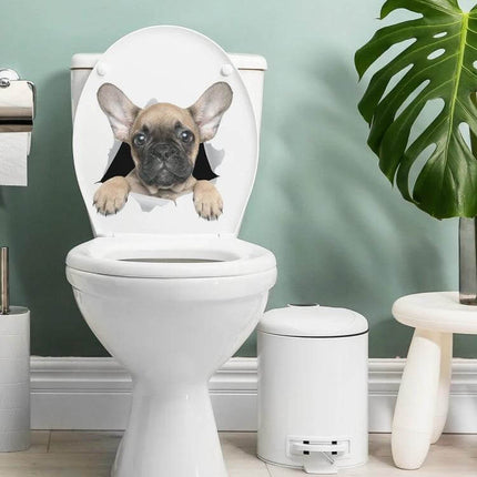 Decorative Puppy 3D Car Stickers for Scratch Protection and Decorating Vehicles on toilet seat lid, cute puppy decal hiding scratches