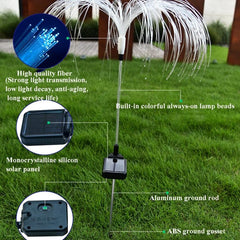 Lámpara de medusas de fibra óptica solar Lámpara LED con enchufe de tierra para césped Lámpara decorativa para jardín al aire libre