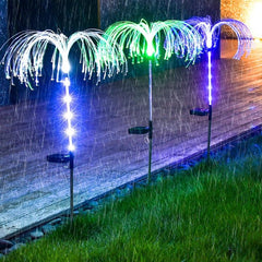 Lámpara de medusas de fibra óptica solar Lámpara LED con enchufe de tierra para césped Lámpara decorativa para jardín al aire libre