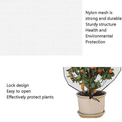 Plant Insect Cover Net With Drawstring For Greenhouse 1x1.2m protecting potted citrus plant with durable nylon mesh, drawstring lock, breathable pest and bird barrier
