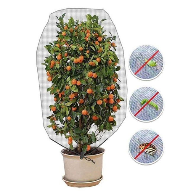 Plant Insect Cover Net With Drawstring For Greenhouse 1x1.2m protecting potted fruit tree from insects and birds with breathable nylon mesh