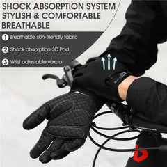 Guantes de ciclismo con pantalla táctil de dedos completos con absorción de impactos y agarre antideslizante