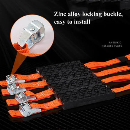 Emergency Car Escape Board for Mud, Snow, and Sand with zinc alloy locking buckles and orange straps