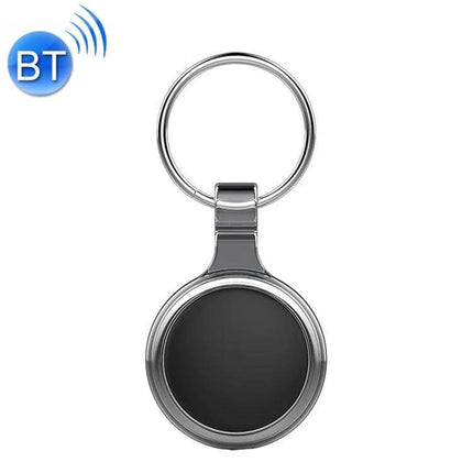 Keychain Tracker for Locating Lost Items with Bidirectional Alarm - sleek round Bluetooth key finder on silver keyring
