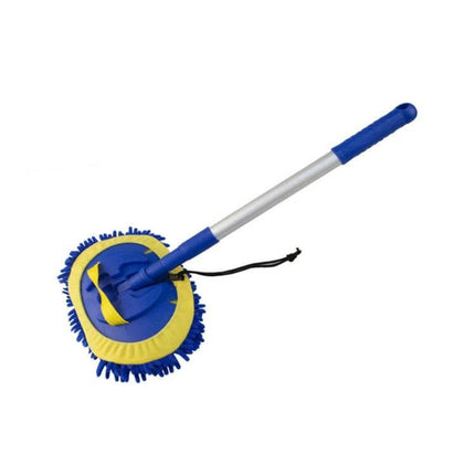 Royal Blue Telescopic Chenille Mop for Versatile Floor Cleaning - adjustable handle, chenille head ideal for floors, cars, high dusting