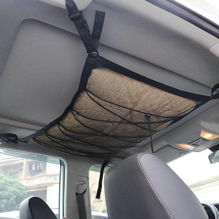Car Ceiling Storage Net Bag 80x55cm For Easy Vehicle Storage overhead mesh organizer with adjustable buckles and double zipper for secure in-car storage