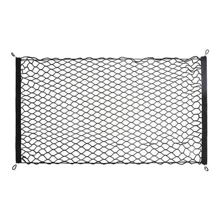 General Car Trunk Net Kit For Stable Storage 70x70cm - black nylon trunk organizer net with elastic cords, keeps groceries and gear secure