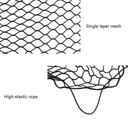 General Car Trunk Net Kit For Stable Storage 70x70cm - close-up of single layer mesh and high elastic rope for trunk organization