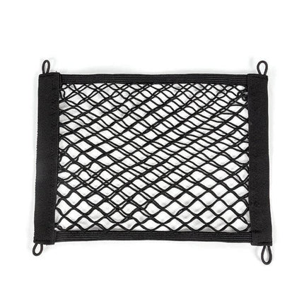 Car Trunk Net Bag 35x25cm Fine Net Elastic Storage Organizer - black elastic trunk organizer with four corner loops
