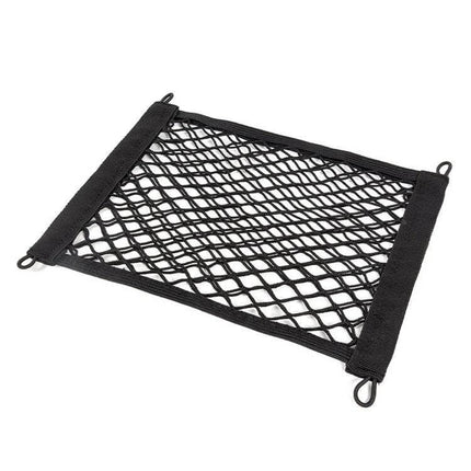 Car Trunk Net Bag 35x25cm Fine Net Elastic Storage Organizer – black elastic trunk cargo net with four corner hooks