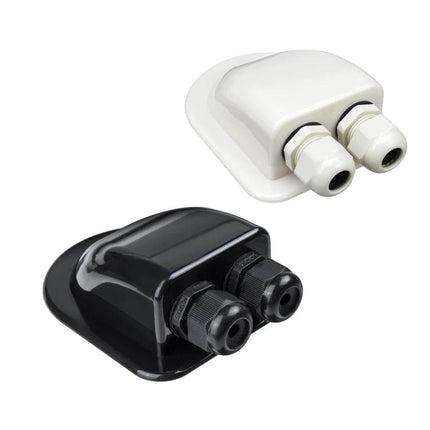 ABS Plastic Solar Panel Bracket for RV and Flat Roofs - white and black adhesive-mounted cable entry brackets for RVs and flat roofs, weatherproof