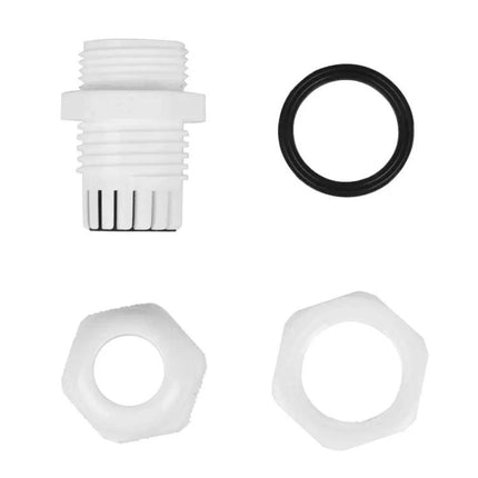 ABS Plastic Solar Panel Bracket for RV and Flat Roofs - white ABS threaded bulkhead fitting with O-ring and nuts for adhesive mount