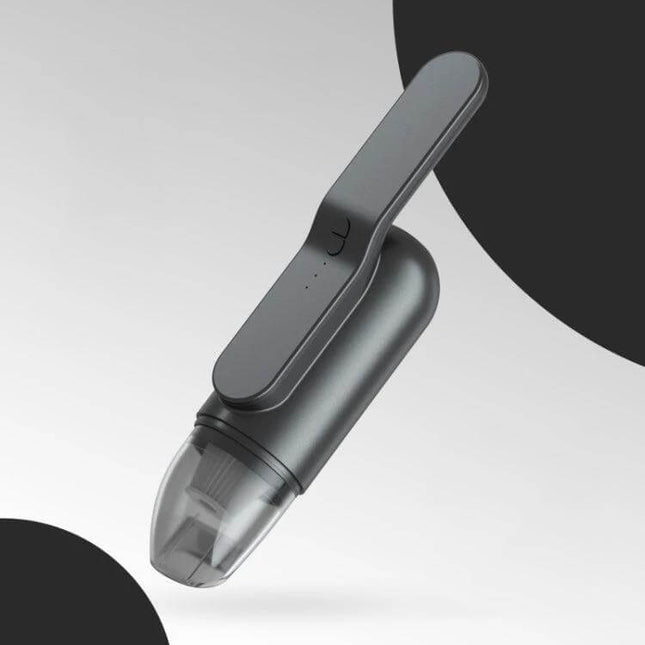 Car Vacuum Cleaner Wireless Handheld With UV Sterilization compact cordless handheld in charcoal gray showing dust cup and nozzle for car interior cleaning