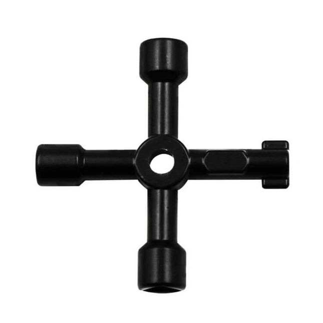 Cross Key Inner Triangle Wrench for Water Meter Valves - compact zinc alloy cross key for confined spaces, corrosion‑resistant, fits square/hex valve fittings