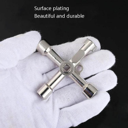 Cross Key Inner Triangle Wrench for Water Meter Valves compact zinc alloy key for confined spaces, surface-plated corrosion-resistant, steady grip