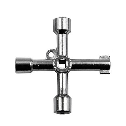 Cross Key Inner Triangle Wrench for Water Meter Valves compact zinc alloy cross key for confined spaces, plated corrosion-resistant, fits square and hex valves