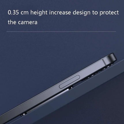Square Folding Metal Ring Holder for Desktop Phones in Black showing 0.35 cm height increase to protect phone camera on desk