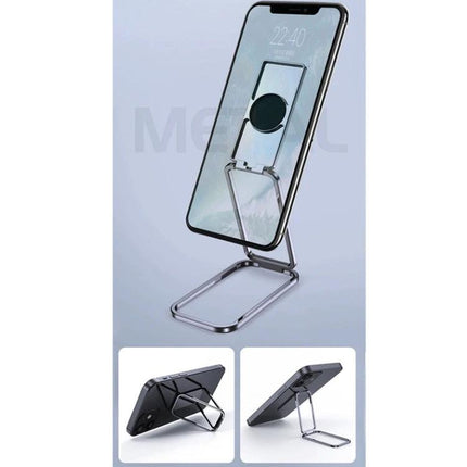 Square Folding Metal Ring Holder for Desktop Phones in Black - zinc alloy desk phone stand for video calls, watching videos, and kitchen recipes