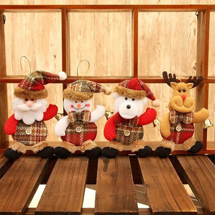 Christmas Hanging Ornament Cloth Doll 17x10cm For Tree Decor - set of soft fabric Santa, snowman, bear and reindeer ornaments for indoor holiday display