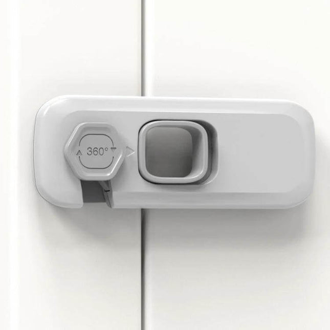 Children Anti-Pinch Door Safety Lock, Light Gray, For Home Use - compact ABS 10x4cm rotate-to-open cabinet and drawer safety latch