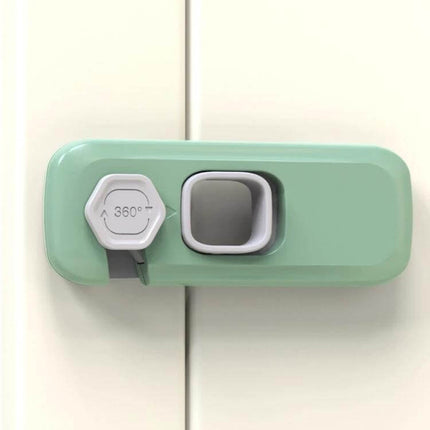 Children Anti-Pinch Door Safety Lock, Light Gray, For Home Use - compact ABS rotate-to-open side-pull lock for cabinets, drawers and doors