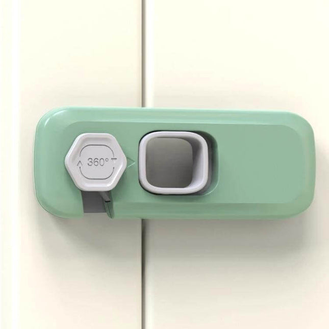 Children Anti-Pinch Door Safety Lock, Light Gray, For Home Use - compact ABS rotate-to-open side-pull lock for cabinets, drawers and doors