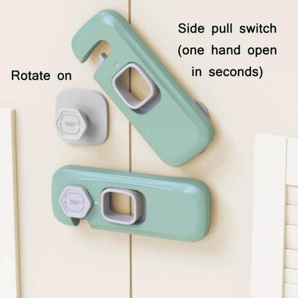 Children Anti-Pinch Door Safety Lock, Light Gray, For Home Use - compact ABS rotate-to-open side-pull cabinet and drawer safety lock (10x4cm, 28.5g)