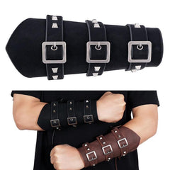 Men's Punk Style Leather Arm Bracer - Adjustable Riding Guard